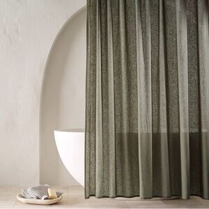 NWT Catalina Elegant Gray Green Linen Shower Curtain